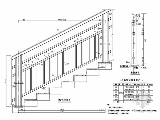人行天桥带扶梯施工图资料下载-[重庆]城市人行天桥工程结构施工图设计39张（细节丰富）
