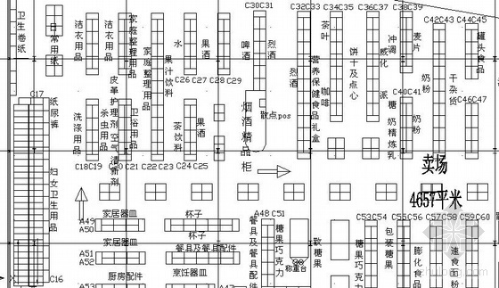 超市cad平面图小型资料下载-某超市空调系统平面图