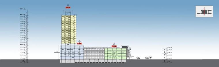 [广东]现代简洁造型综合性人民医院建筑设计方案文本-现代简洁造型综合性人民医院建筑剖面图