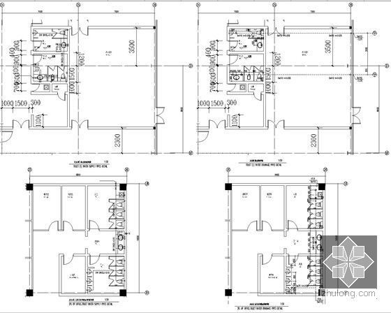 [湖南]知名工业厂房建设项目给排水施工图纸-二层卫生间给排水管道详图