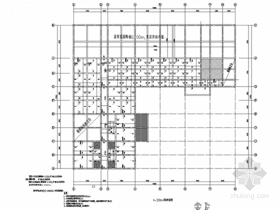 [四川]四层框架结构驾校办公楼结构施工图（含建筑图）-4、200m层板配筋图