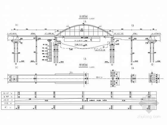 砼板拱桥施工方案资料下载-60m下承式钢管砼系杆拱桥设计套图（58张）