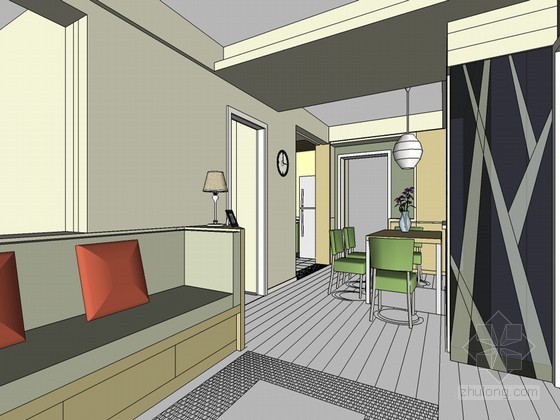 简单客餐厅SketchUp模型下载-简单客餐厅 