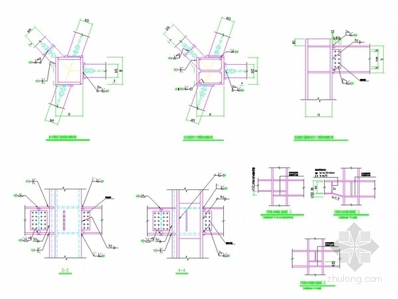 55层钢管混凝土斜交网格外框+伸臂+混凝土核心筒体系办公大厦（259.5米,318张图）-S114-钢梁与钢柱刚接连接构造