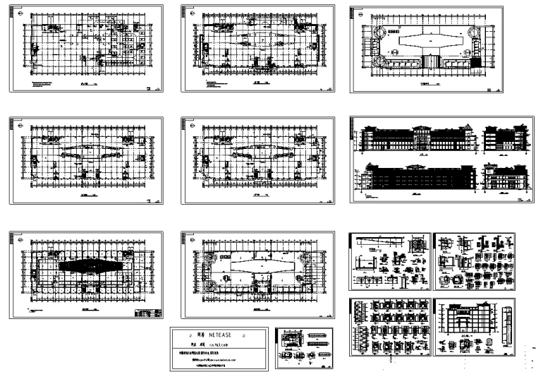 5套现代多层购物中心商业建筑设计施工图CAD-多层商场建筑设计施工图