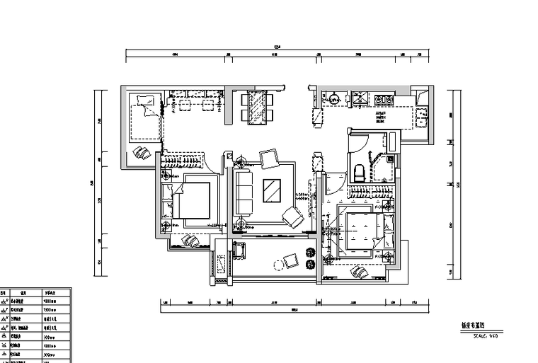 东部现代城三居室样板房设计施工图（附效果图）-插座布置图