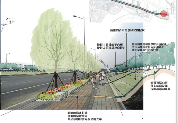 [江苏]花桥知名地产大道景观概念设计（商务、现代）-景观改造方式