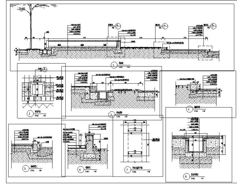 [湖南]中西合璧式园林居住区景观全套施工图（附工程量清单）-道路剖面图、详图