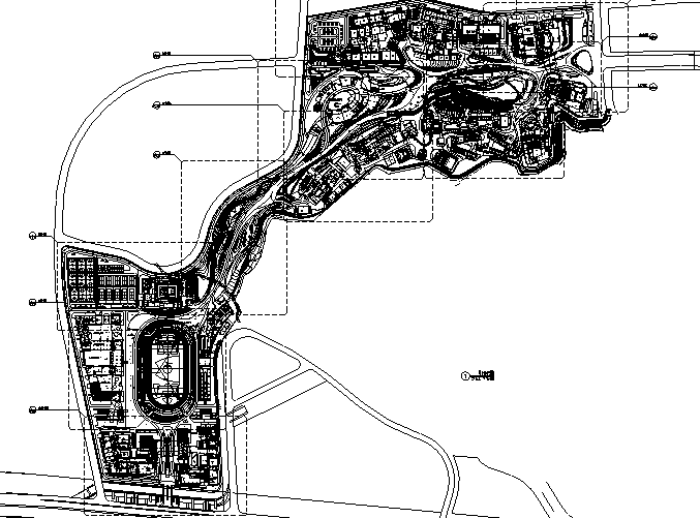 校园200米跑道施工图资料下载-[浙江]竖向设计主题花园大学校园景观施工图（附方案与实景图）