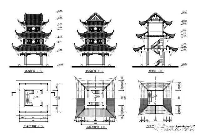 中式风格古建筑四合院图纸资料下载-古建筑设计图纸