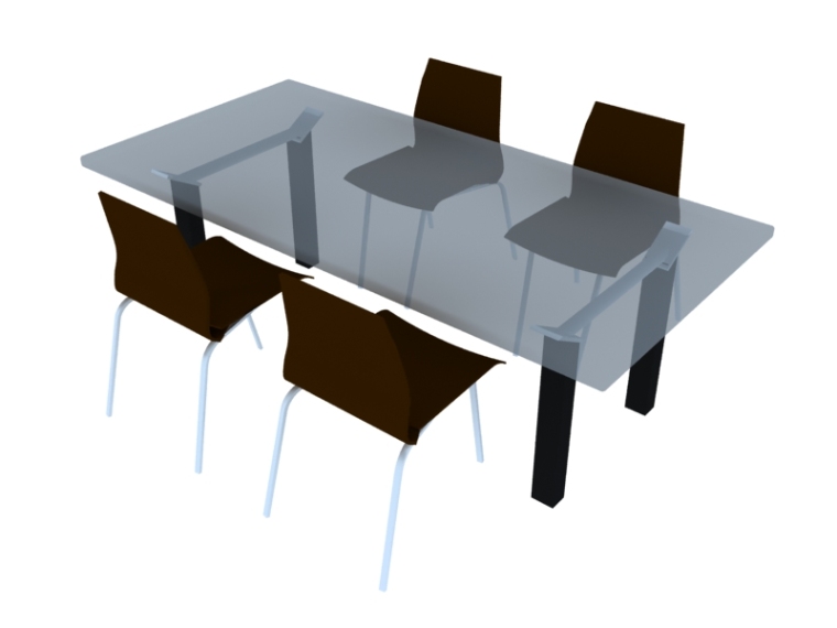 餐椅3d模型资料下载-简洁餐桌椅3D模型下载