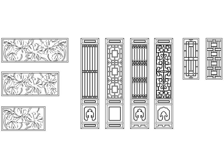 CAD图库门窗资料下载-cad古建筑门窗及围墙图库