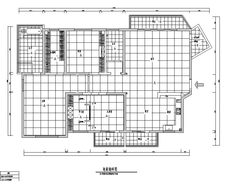 现代中式极简风三居室住宅空间设计施工图（附效果图）-地面铺贴图