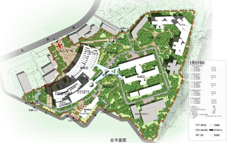 [四川]达州市中心医院住院部改扩方案文本（JPG+52页）-总平面图