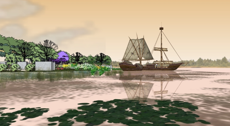 su廉政公园模型资料下载-湿地公园景观SU模型