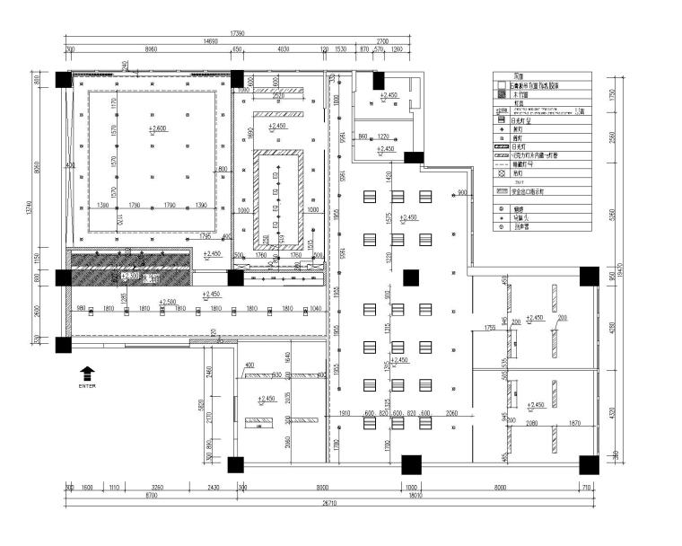 成都金穗融资担保有限公司办公空间装修施工图-4天花布置尺寸图