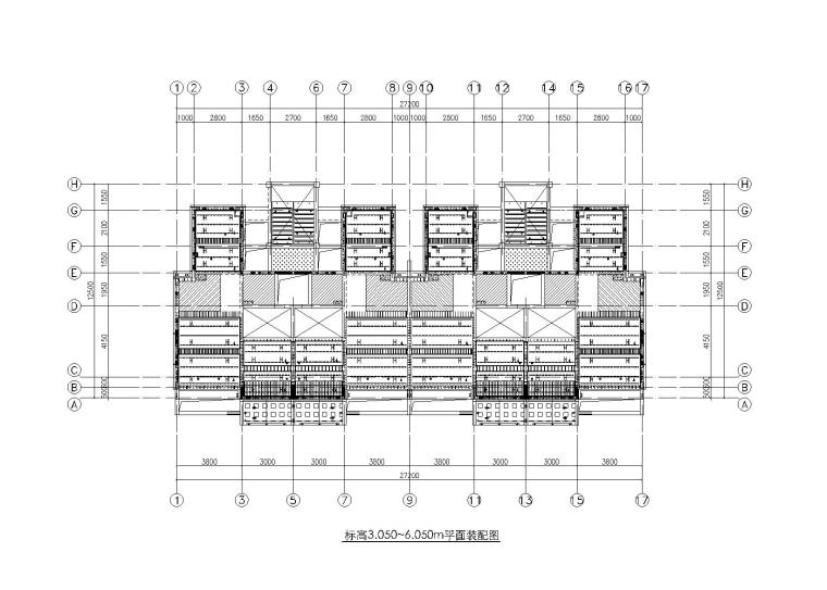 5层双拼别墅PC深化设计施工图（装配整体式剪力墙，2017）-标高3.050~6.050m平面装配图