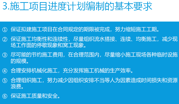 智能化建设项目管理讲义（PPT）-施工项目进度计划编制的基本要求