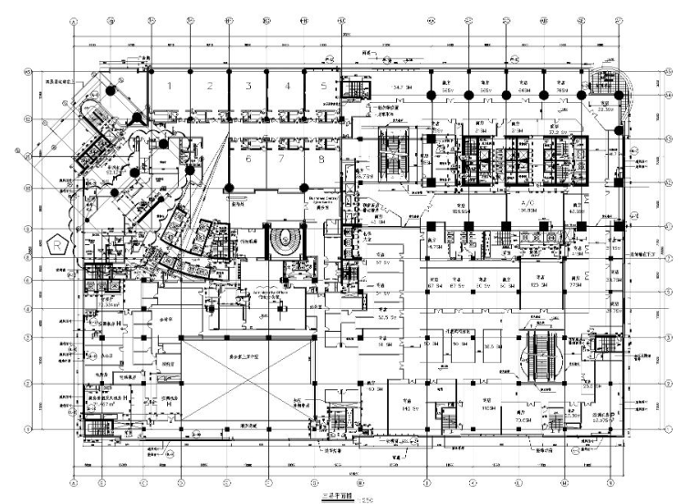 [大连]知名大厦结构超限初步设计审查报告-三层平面图