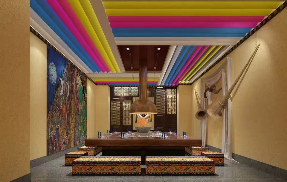 藏式餐厅室内设计施工图(含效果图)-餐饮空间装修-筑龙室内设计论坛