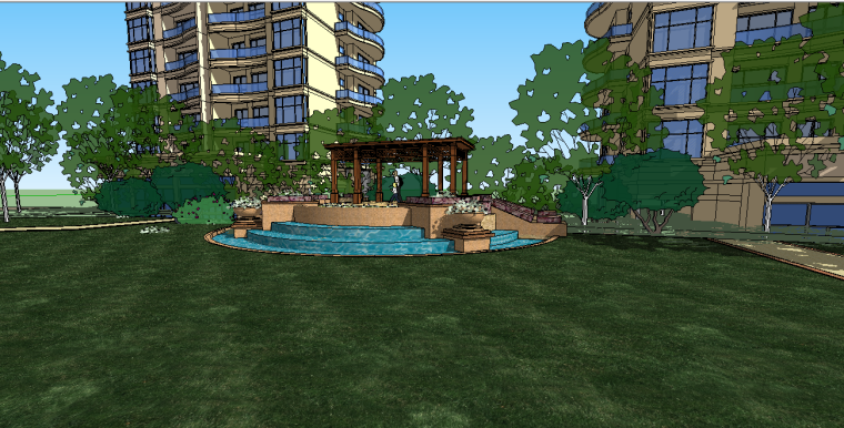 居住区庭院设计平面图资料下载-居住区休闲庭院景观设计模型　