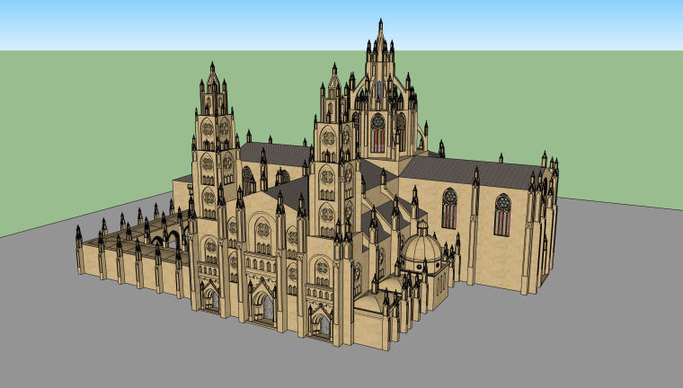 小型建筑设计模型资料下载-哥特式教堂建筑设计模型