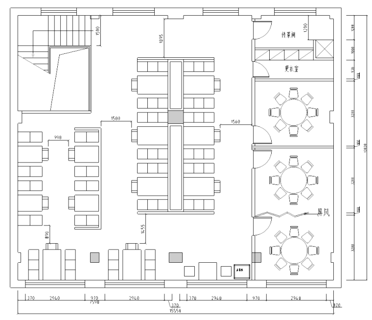 [辽宁]新中式风格——主题火锅室内装修施工图（附效果图）-二层平面布置图
