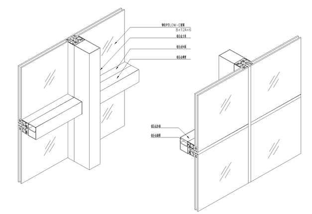 隐框玻璃幕墙装配三维节点图_2