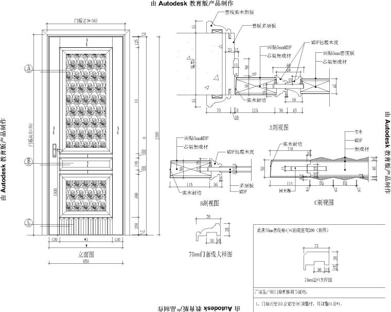 木作家具欧式构件CAD图块（门类、垭口、窗套、线条、装饰部件）-装饰门3