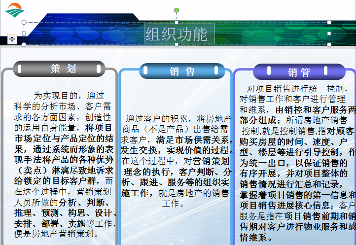 房地产全程营销学习内容（共45页）-组织功能