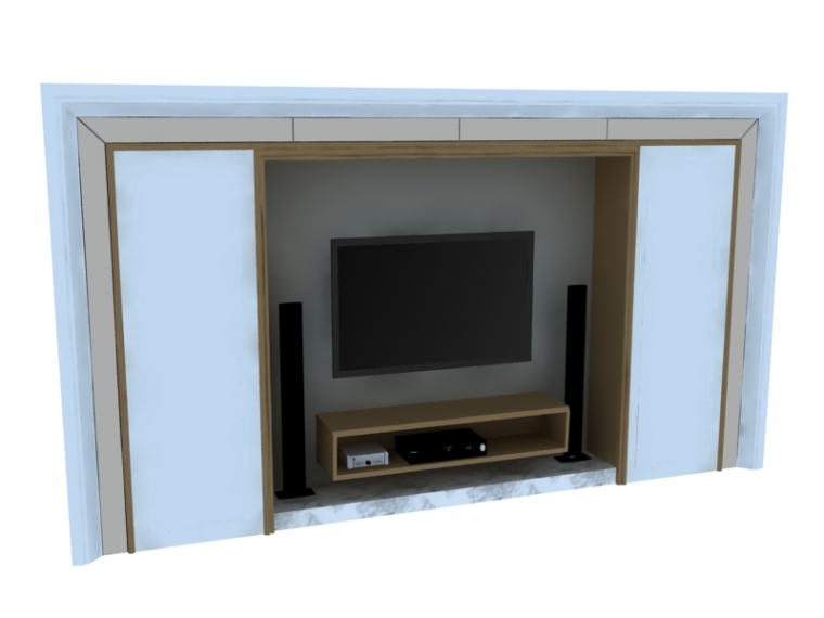 装饰酒柜3D模型资料下载-家庭装饰墙3D模型下载