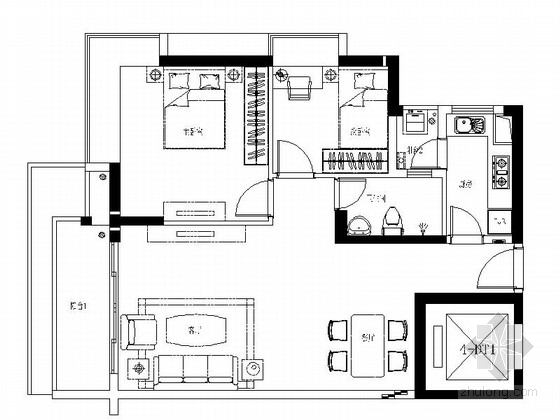 简单时尚现代两居资料下载-[深圳]普通住宅区现代时尚两居室装修施工图