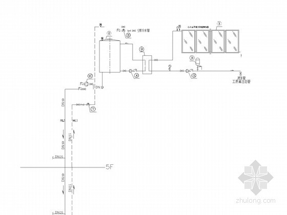 [湖南]多层住宅楼给排水施工图（太阳能 冷凝水）-太阳能系统原理图 