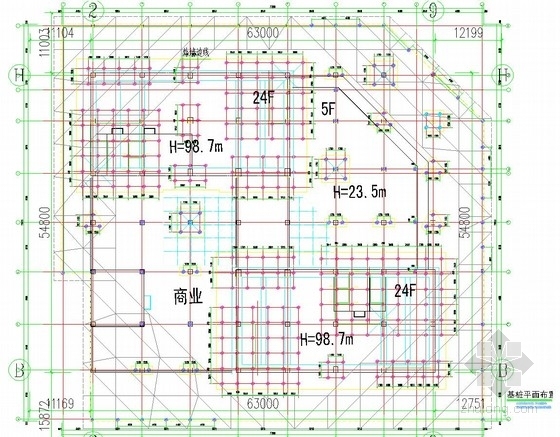 [山西]24层框架办公楼钻孔灌注桩基础及抗拔桩设计施工图