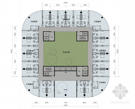 [桂林]现代风格旅游综合体建筑设计方案文本-单体建筑各层平面图