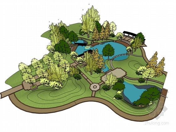 小公园景观设计图免费资料下载-小公园SketchUp模型下载