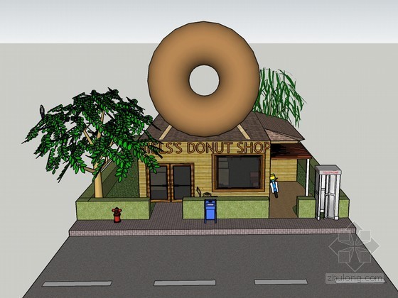 小巴黎法式甜点店资料下载-甜点店建筑SketchUp模型下载