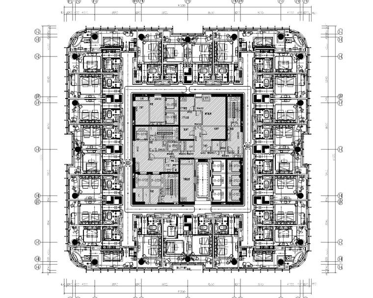 [广西]HBA-南宁豪华精选酒店CAD施工图+效果图+物料表-764层客房区总天花图