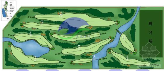 深圳观澜高尔夫平面图资料下载-某高尔夫球场景观规划平面图