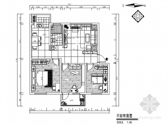 两梯两户三室两厅两卫资料下载-[广州]某简约现代三室两厅一卫装修图
