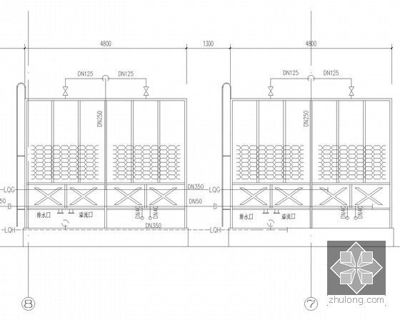 [北京]商业综合楼暖通空调通风系统设计施工图（著名院作品）-冷却塔剖面图