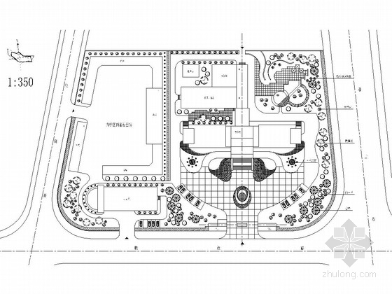 办公楼入口大门平面图资料下载-[浙江]街道办公楼环境绿化设计施工图（附设计说明、概算表）