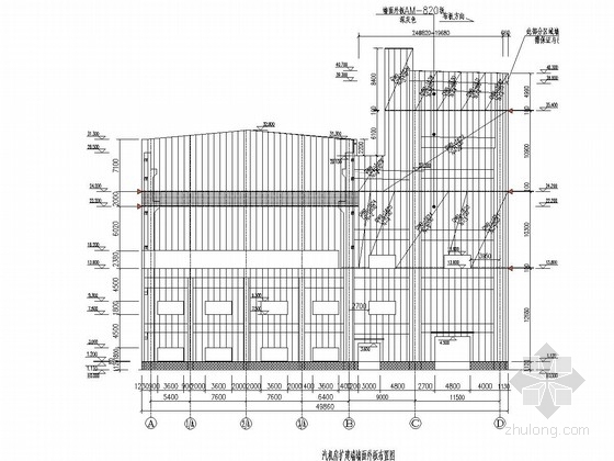 电厂煤仓间电梯间围护深化设计图-汽机房扩建端墙面外板布置图 