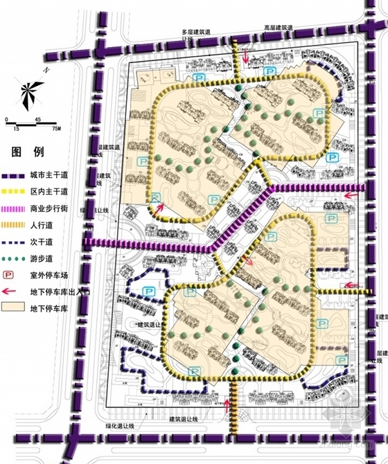 [江苏]高层现代风格住宅区规划设计方案文本（含CAD）-高层现代风格住宅区规划设计分析图