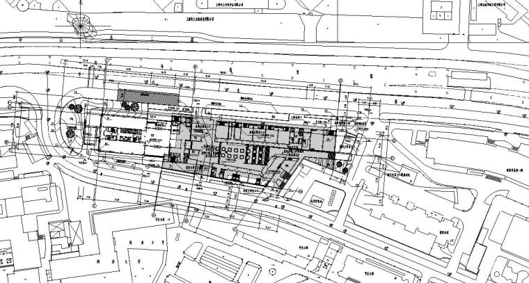 [上海]现代风格国际设计中心建筑施工图设计—同济-总平面图