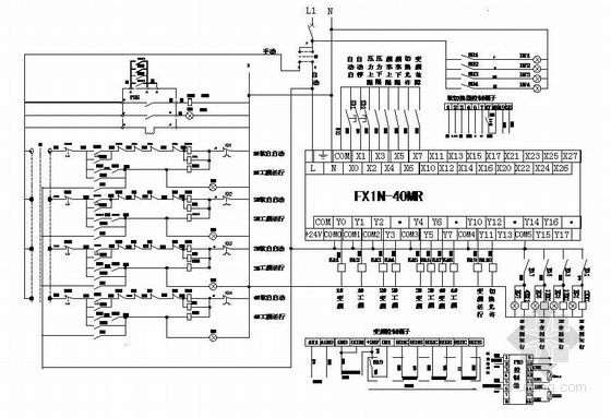 恒压供水一拖二原理图资料下载-PLC+变频一拖四原理图