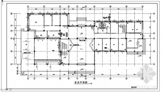 整层办公楼空间平面资料下载-三层办公楼采暖平面图