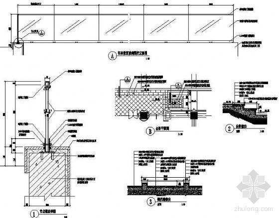 车库台阶节点资料下载-车库玻璃栏杆及台阶详图