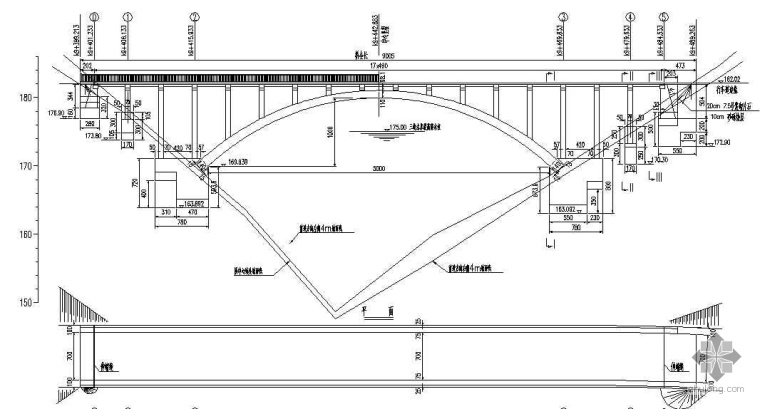 100米拱桥设计图资料下载-某箱型混凝土拱桥设计图