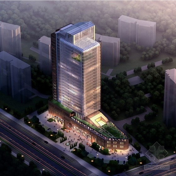 外廊式高层设计图资料下载-[江苏]27层高层商业综合体建筑方案文本